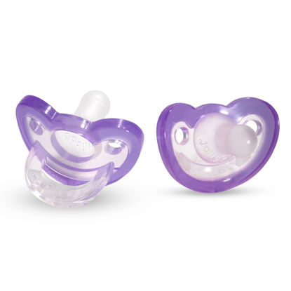 Picture of RaZbaby JollyPop Baby Pacifier for Newborns 0-3m - Soft BPA Free Medical Grade Silicone Made in The USA with a Durable one Piece Construction - Dishwasher Safe Easy to Sterilize - Lavender, Pack of 2