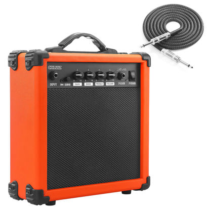 Picture of CXLWZ Electric Guitar Amp 20 Watt Amplifier Portable Amp with Headphone Input Gain Powe Including Professional Noise Reduction Cable （Orange）