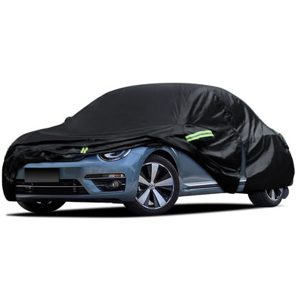 Picture of Car Cover Custom Fit for Volkswagen Beetle 2 Door 1998-2019, Waterproof All Weather Full Exterior Cover Rain Sun Hail Protector Car Cover with Door Zipper