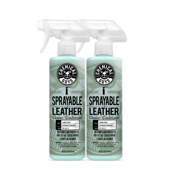 Picture of Chemical Guys SPI_103_1602 Sprayable Leather Cleaner and Conditioner in One for Car Interiors, Apparel, and More (Works on Natural, Synthetic, Pleather, and More) Leather Scent, (2 Pack) 16 fl oz