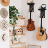 Picture of Keebofly Guitar Wall Hanger,2 Pack Guitar Wall Mount Holder Guitar Hanger Shelf with Pick Holder Wood Guitar Rack for Acoustic or Electric Guitar,Ukulele,Bass,Mandolin Black,[Patented]