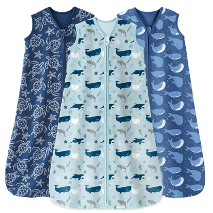Picture of Unnivoll Baby Sleep Sack 12-18 Months 3 Pack 100% Cotton Lightweight 0.5 TOG Wearable Blanket Baby Sleep Bag with 2-Way Zipper for Newborn Infant Shark