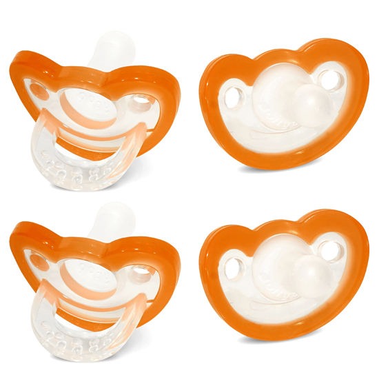Picture of RAZBABY JollyPop Baby Pacifier Newborn, 0-3m (Orange, 4 Count)