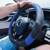 Picture of CAR PASS Line Rider Microfiber 14 Inch Leather Sporty Steering Wheel Cover Universal Fits for Truck,SUV,Cars, Anti-Slip Safety Comfortable Desgin (Black-Blue)