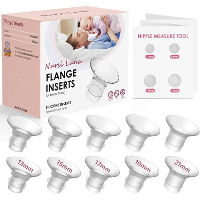 Picture of Nursi Luna Flange Inserts 10PCS 13/15/17/19/21mm for 24mm Flange/Shield of Most Pumps, Flange Sizing Kit Silicone Flange Insert, Breastfeeding Essentials Kit for New Moms