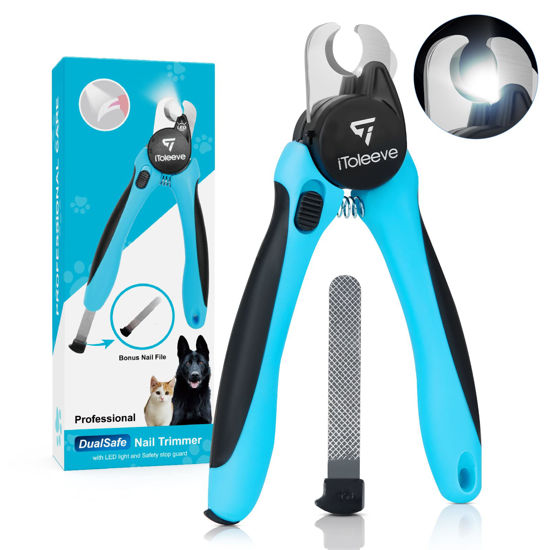 Picture of iToleeve LED Dog Nail Clipper with Light, Illuminates Nails or Bloodline for Safe and Easy Trimmers, Extra Sharp for Thick Nails, Quick Sensor, Avoid Over Cutting Toenail, for Cats & Dogs