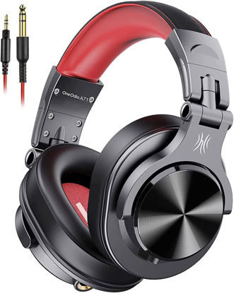 Picture of OneOdio A71 Hi-Res Studio Recording Headphones - Wired Over Ear Headphones with SharePort, Monitoring & Mixing Foldable Headphones with Stereo Sound (Red)