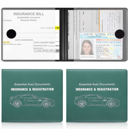 Picture of UYYE Lichee Pattern 2-Pack Documents Registration and Insurance Holder, Print Patterns Car Glove Box Organizer Wallet, Car Interior Accessories for Car, Truck, SUV and Other Vehicle (Lichee Green)