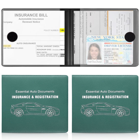 Picture of UYYE Lichee Pattern 2-Pack Documents Registration and Insurance Holder, Print Patterns Car Glove Box Organizer Wallet, Car Interior Accessories for Car, Truck, SUV and Other Vehicle (Lichee Green)