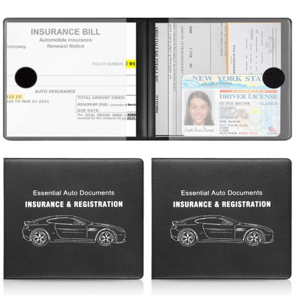 Picture of UYYE Lichee Pattern 2-Pack Documents Registration and Insurance Holder, Print Patterns Car Glove Box Organizer Wallet, Car Interior Accessories for Car, Truck, SUV and Other Vehicle (Lichee Black)