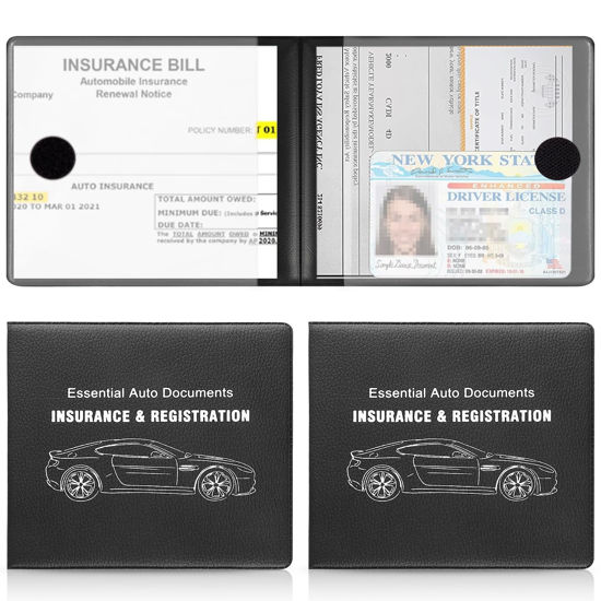 Picture of UYYE Lichee Pattern 2-Pack Documents Registration and Insurance Holder, Print Patterns Car Glove Box Organizer Wallet, Car Interior Accessories for Car, Truck, SUV and Other Vehicle (Lichee Black)