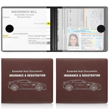 Picture of UYYE Lichee Pattern 2-Pack Documents Registration and Insurance Holder, Print Patterns Car Glove Box Organizer Wallet, Car Interior Accessories for Car, Truck, SUV and Other Vehicle (Lichee Brown)