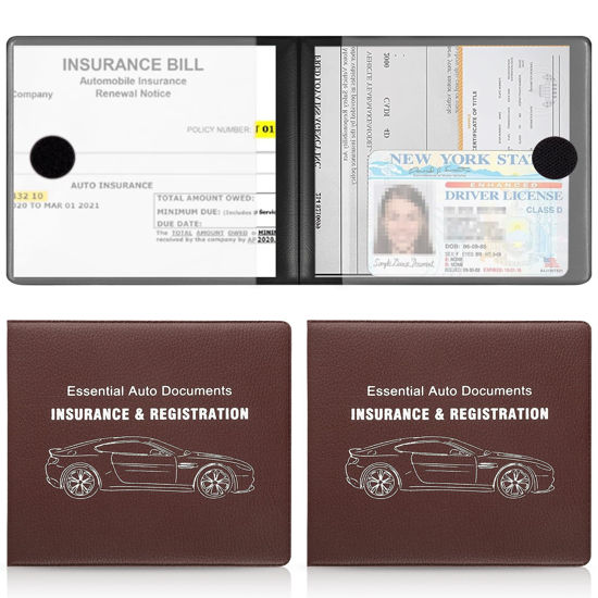 Picture of UYYE Lichee Pattern 2-Pack Documents Registration and Insurance Holder, Print Patterns Car Glove Box Organizer Wallet, Car Interior Accessories for Car, Truck, SUV and Other Vehicle (Lichee Brown)