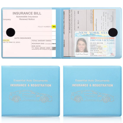 Picture of UYYE Car Registration and Insurance Card Documents Holder 2-Pack,Car Interior Accessories for Car,Truck,SUV and Other Vehicle, Case Wallet for Car Documents Organizer (Light Blue)