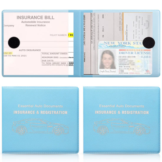 Picture of UYYE Car Registration and Insurance Card Documents Holder 2-Pack,Car Interior Accessories for Car,Truck,SUV and Other Vehicle, Case Wallet for Car Documents Organizer (Light Blue)