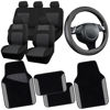 Picture of CAR PASS 3D Air Mesh Car Seat Covers Full Sets w/5mm Sponge, 4Pcs Waterproof Car Floor Mats, Steering Wheel Cover Universal Fit for SUV Sedan Truck, Airbag Compatible Automotive Interior(Black Gray)