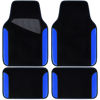 Picture of CAR PASS Rainbow Waterproof Universal Fit Faux Leather Car Carpet- Anti-Slip Nibbed Backing Floor Mats for SUV, Vans, Sedans, Trucks, Automotive Set of 4pcs (Black with Blue)