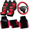 Picture of CAR PASS 3D Air Mesh Car Seat Covers Full Sets w/5mm Sponge, 4Pcs Waterproof Car Floor Mats, Steering Wheel Cover Universal Fit for SUV Sedan Truck, Airbag Compatible Automotive Interior(Black & red)