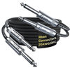Picture of Guitar Cable 6.6ft 2 Pack, Professional Rean Connectors from Neutrik, Kevlar-Reinforced Nylon Braided Instrument Cable, 1/4 Inch Electric Guitar Cable, Bass Guitar AMP Cord, 20 AWG, OFC