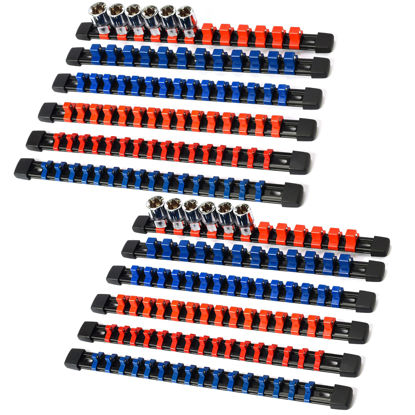 Picture of Reniteco Socket Organizer Drive ABS Tools-Socket Holder, Premium Quality 12 Pieces Socket Holders Kit 1/4-Inch x 64 Clips, 3/8-Inch x 60 Clips, 1/2-Inch x 48 Clips