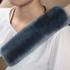 Picture of OGLAND 2 Pack Natural Fur Comfort Auto Authentic Sheepskin Car Seat Belt Pads for Adults, Soft Texture Shoulder Neck Cushion Pad Protector, Genuine Australia Merino Wool Cover (Blue Gray)