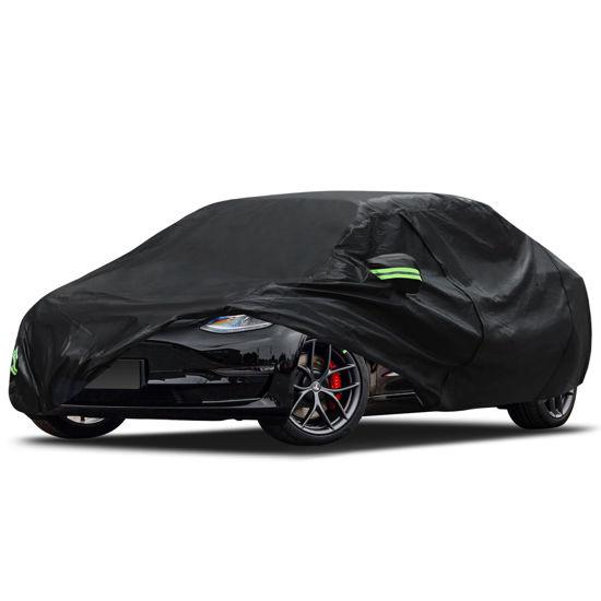 Picture of Migaven 6 Layers Car Cover Custom Fit for Model 3 Car Cover 2017-2023 Waterproof Full Exterior Cover Rain Snow Protection with Charging Port Ventilated Mesh Door Zipper
