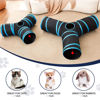Picture of Tempcore Pet Cat Tunnel Tube Cat Toys 3 Way Collapsible, Cat Tunnels for Indoor Cats，Kitty Tunnel Bored Cat Pet Toys Peek Hole Toy Ball Cat, Puppy, Kitty, Kitten, Rabbit Blue Large Size