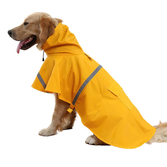 Picture of NACOCO Large Dog Raincoat Adjustable Pet Water Proof Clothes Lightweight Rain Jacket Poncho Hoodies with Strip Reflective (XXXL, Yellow)