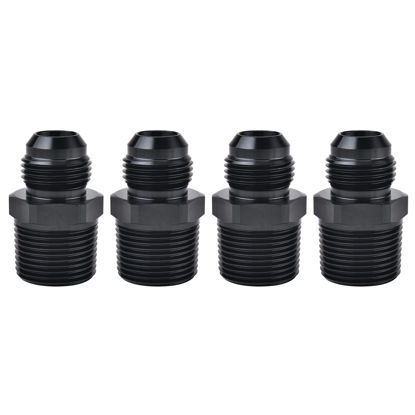 Picture of EVIL ENERGY 10AN Male Flare to 3/4" NPT Pipe Fitting Adapter Aluminum Straight Black 4PCS