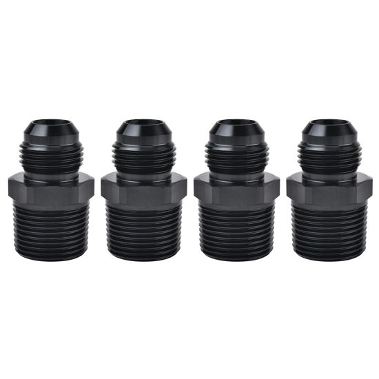 Picture of EVIL ENERGY 10AN Male Flare to 3/4" NPT Pipe Fitting Adapter Aluminum Straight Black 4PCS