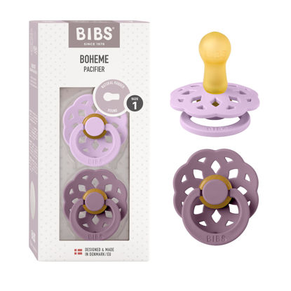 Picture of Bibs Pacifiers 0-6 Months | Boheme Collection 2-Pack | BPA-Free Round Natural Rubber Nipple | Made in Denmark | Violet Sky/Mauve Color Pacifier
