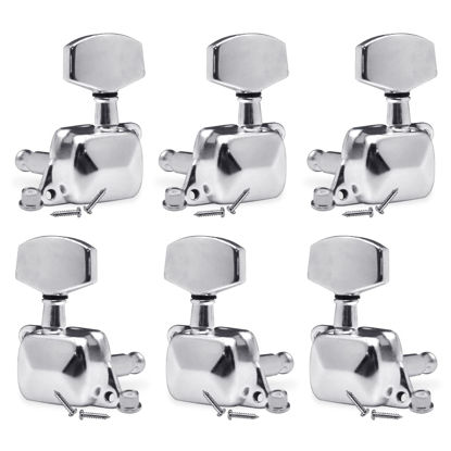 Picture of SAPHUE 3+3 Semi-closed Guitar Tuners String Tuning Pegs Keys Machine Heads Set for for Acoustic or Electric Guitar (Chrome)