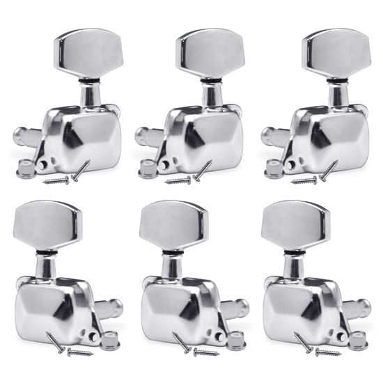 Picture of SAPHUE 3+3 Semi-closed Guitar Tuners String Tuning Pegs Keys Machine Heads Set for for Acoustic or Electric Guitar (Chrome)