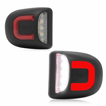Picture of LESAUCE Red U-shaped LED License Plate Lights Tag Lamp Assembly Replacement for Chevy Silverado 1500 2500 3500 Suburban Tahoe GMC Sierra Yukon XL, 6000K White, Pack of 2