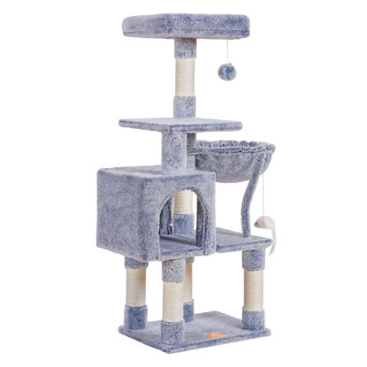 Picture of Heybly Cat Tree with Toy, Cat Tower condo for Indoor Cats, Cat House with Padded Plush Perch, Cozy Hammock and Sisal Scratching Posts, Pewter HCT004SPE