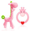 Picture of SHARE&CARE BPA Free Silicone Giraffe Baby Teether Toy with Storage Case, for 3 Months Above Infant Sore Gums Pain Relief and Baby Shower, Baby Teething Toys (Pink)
