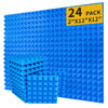 Picture of SAIQIANG Sound Proof Foam Panels for Walls 2"×12"×12" High-Density - Soundproof Wall Panels Sound Absorbing - Sound Proof Panels for Walls for Noise Absorbing Canceling -Blue(24 Pack Pyramid)