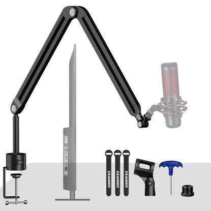 Picture of Microphone Boom Arm,Aokeo AK-45 Desk Adjustable Compact Mic Suspension Boom Scissor Arm Stand For Blue Yeti,Snowball iCE, HyperX QuadCast,SoloCast,Elgato Wave,Etc
