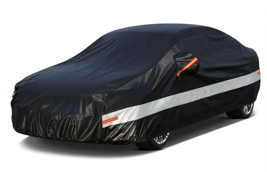 Picture of Holthly 10 Layers Sedan Car Cover Waterproof All Weather for Automobiles,100% Waterproof Outdoor Car Covers Rain Snow UV Dust Protection. Custom Fit for BMW 3 Series Mercedes C Class Audi A4 A5, etc