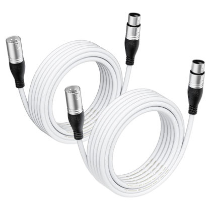 Picture of EBXYA XLR Cable 10 Ft 2 Packs - Premium Microphone Cable Patch Speaker Cable 3-Pin XLR Male to Female, White