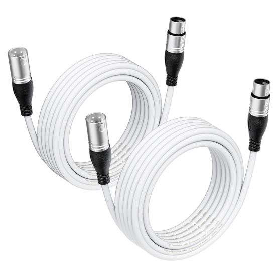 Picture of EBXYA XLR Cable 10 Ft 2 Packs - Premium Microphone Cable Patch Speaker Cable 3-Pin XLR Male to Female, White