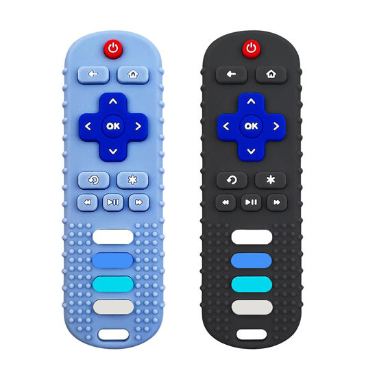Picture of ERSIHUA 2Pcs Silicone Teething Toys, TV Remote Control Shape Teethers for Babies Teething Toys, Silicone TV Remote Teether BPA Free/Dishwasher/Refrigerator Safe