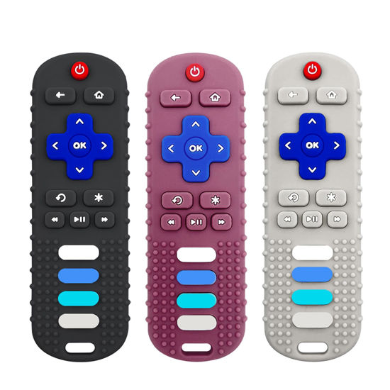 Picture of ERSIHUA 3Pcs Silicone Teething Toys, Remote Control Shape Teethers for Babies Remote Teething Toys, Silicone TV Remote Teether BPA Free/Dishwasher/Refrigerator Safe