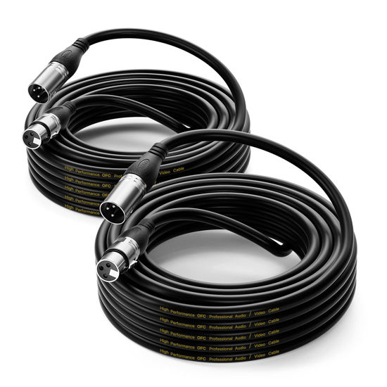 Picture of EBXYA XLR Cable 35ft 2 Packs - Premium Balanced Microphone Cable with 3-Pin XLR Male to Female Mic Speaker Cable, Black