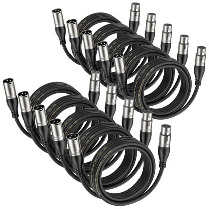 Picture of EBXYA XLR Cable 15ft 10 Packs - Premium Balanced Microphone Cable with 3-Pin XLR Male to Female Mic Speaker Cable, Black