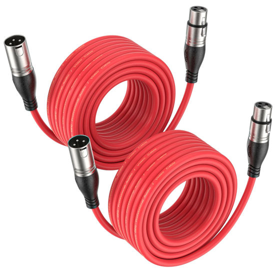 Picture of EBXYA XLR Cable 25 Ft 2 Packs - Premium Microphone Cable Patch Speaker Cable 3-Pin XLR Male to Female, Red