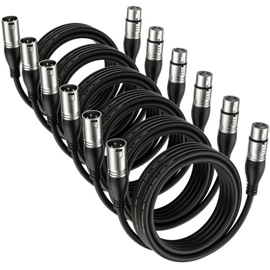 Picture of EBXYA XLR Cable 10ft 6 Packs - Premium Balanced Microphone Cable with 3-Pin XLR Male to Female Mic Speaker Cable, Black