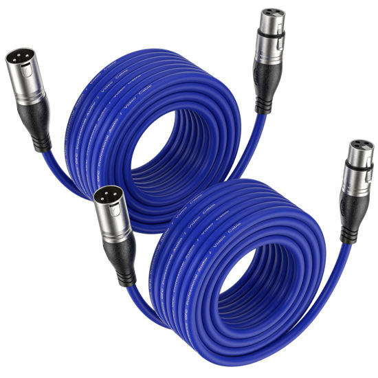 Picture of EBXYA XLR Cable 25 Ft 2 Packs - Premium Microphone Cable Patch Speaker Cable 3-Pin XLR Male to Female, Blue