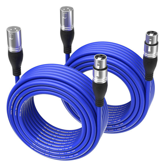 Picture of EBXYA XLR Cable 50ft 2 Packs - Premium Balanced Microphone Cable with 3-Pin XLR Male to Female Mic Speaker Cable, Blue