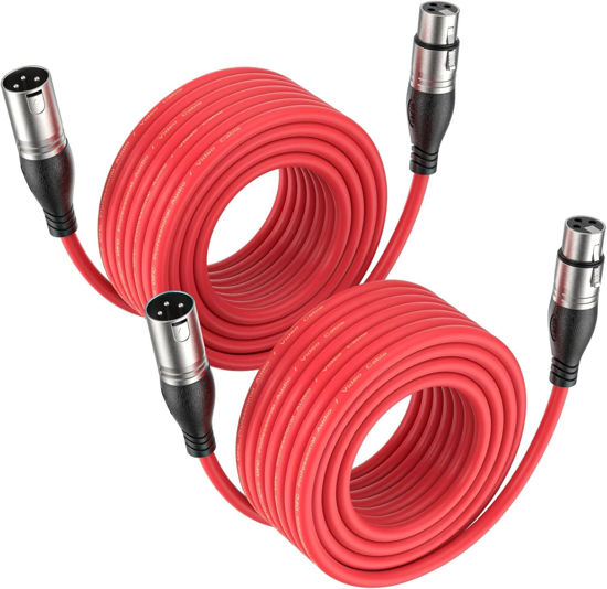 Picture of EBXYA XLR Cable 10ft 2 Packs - Premium Balanced Microphone Cable with 3-Pin XLR Male to Female Mic Speaker Cable, Red